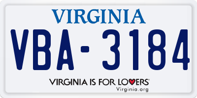 VA license plate VBA3184