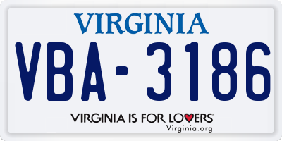 VA license plate VBA3186