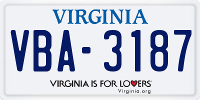 VA license plate VBA3187