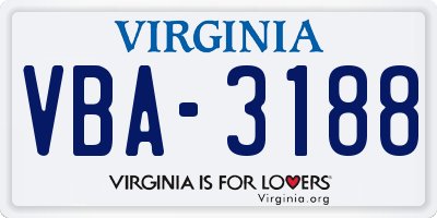 VA license plate VBA3188