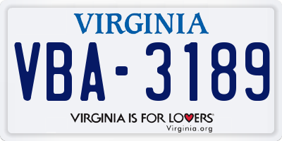 VA license plate VBA3189