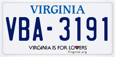 VA license plate VBA3191