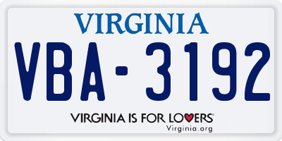 VA license plate VBA3192