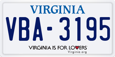 VA license plate VBA3195