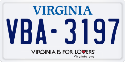 VA license plate VBA3197