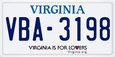 VA license plate VBA3198