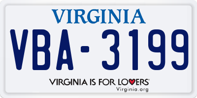 VA license plate VBA3199