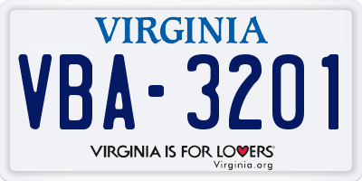 VA license plate VBA3201