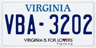 VA license plate VBA3202