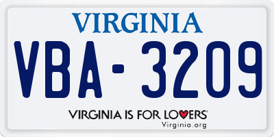 VA license plate VBA3209