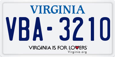 VA license plate VBA3210