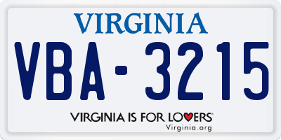 VA license plate VBA3215