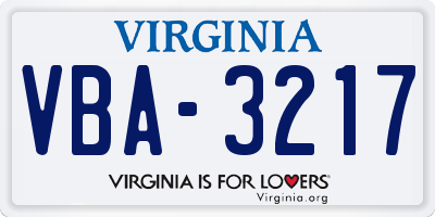VA license plate VBA3217