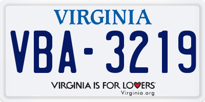 VA license plate VBA3219