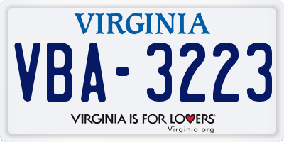 VA license plate VBA3223