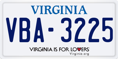 VA license plate VBA3225
