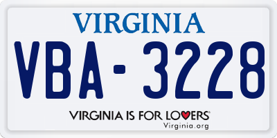 VA license plate VBA3228