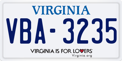 VA license plate VBA3235