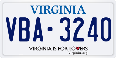 VA license plate VBA3240