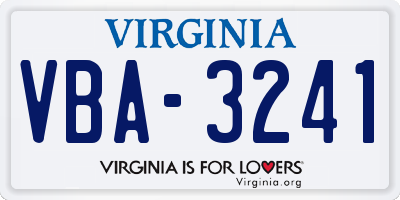 VA license plate VBA3241