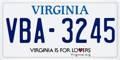 VA license plate VBA3245