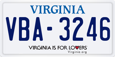 VA license plate VBA3246