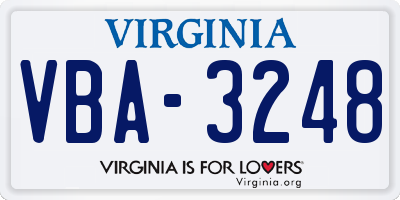 VA license plate VBA3248