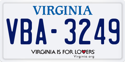 VA license plate VBA3249