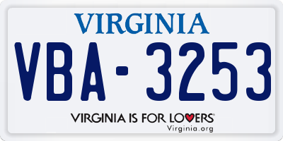 VA license plate VBA3253