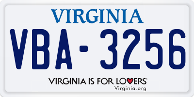 VA license plate VBA3256