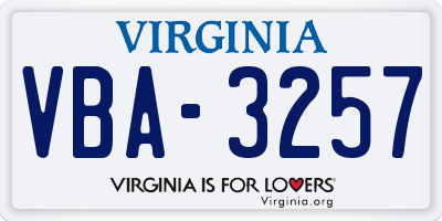 VA license plate VBA3257