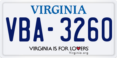 VA license plate VBA3260