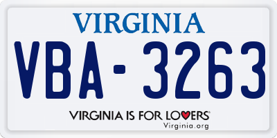 VA license plate VBA3263