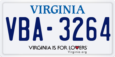 VA license plate VBA3264