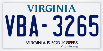 VA license plate VBA3265