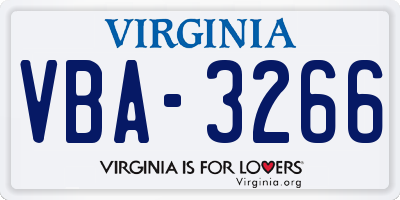 VA license plate VBA3266