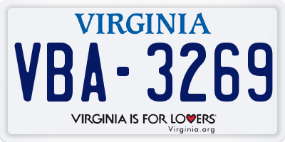 VA license plate VBA3269