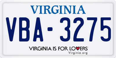 VA license plate VBA3275