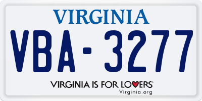 VA license plate VBA3277