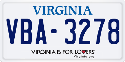 VA license plate VBA3278