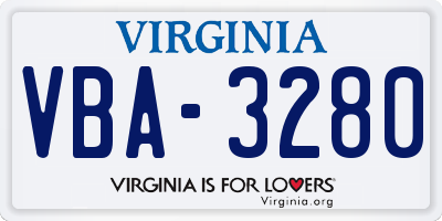 VA license plate VBA3280