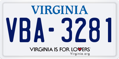 VA license plate VBA3281