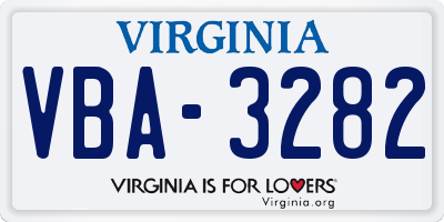 VA license plate VBA3282