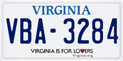 VA license plate VBA3284