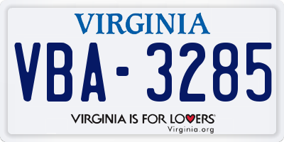 VA license plate VBA3285