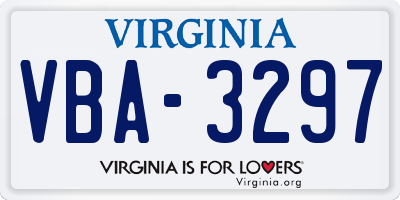 VA license plate VBA3297