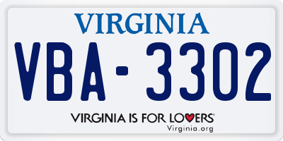 VA license plate VBA3302