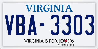 VA license plate VBA3303