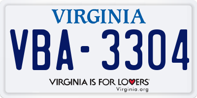 VA license plate VBA3304