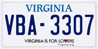 VA license plate VBA3307